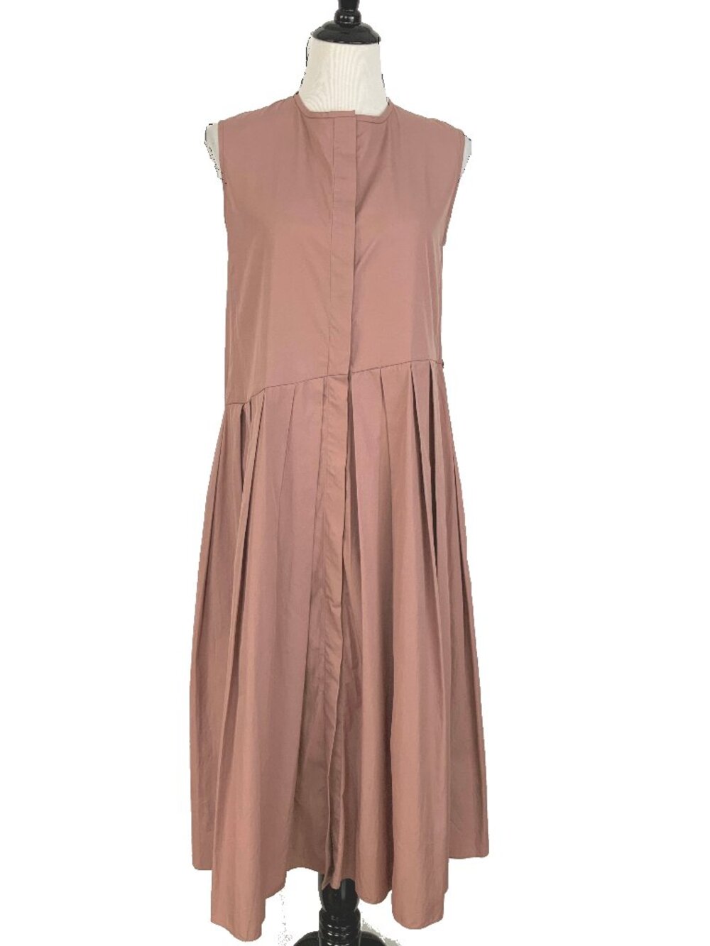 S Max Mara "Design For Easy Living" Sleeveless Pleated Midi Shirt Dress Sz 10.
